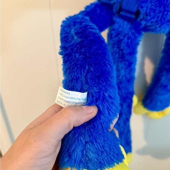 20" Huggy Wuggy Backpack Poppy Playtime Backpack Kids Stuffed Toy Bag (Blue) - Picture 8 of 9